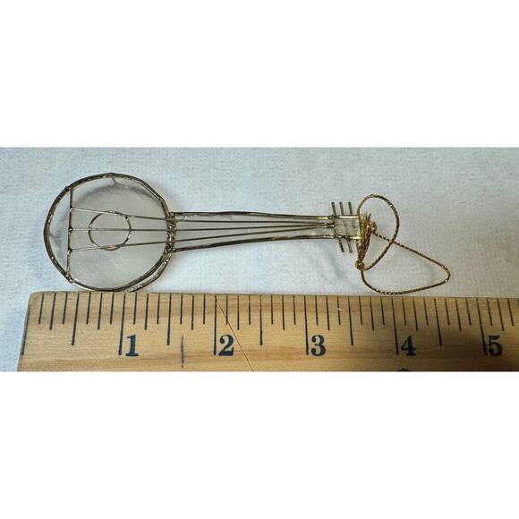 Vintage Capiz Shell Ornament BANJO Musical String Instrument 4-1/2" High - Picture 4 of 4